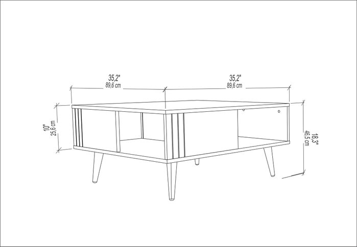 Hanah Home Mesa de Centro Roble 89.6 x 89.6 x 46.5 cm